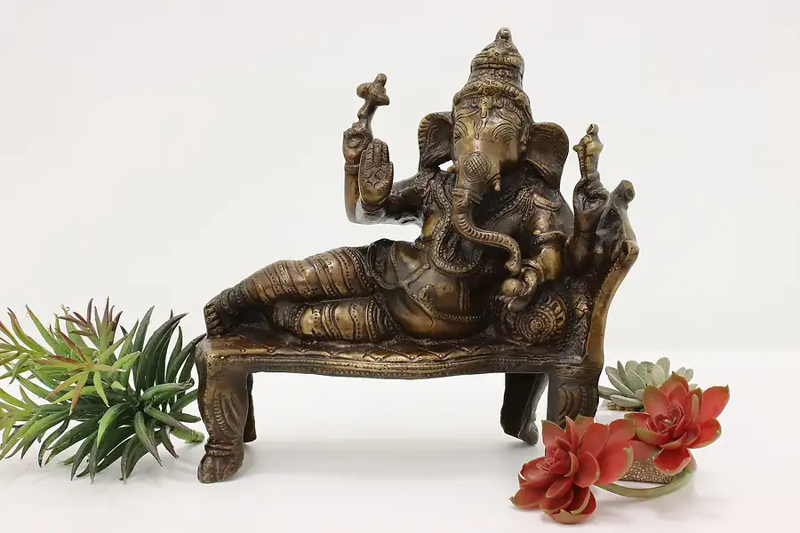 Main image of Hindu Ganesha God Statue Vintage Indian Bronze Sculpture