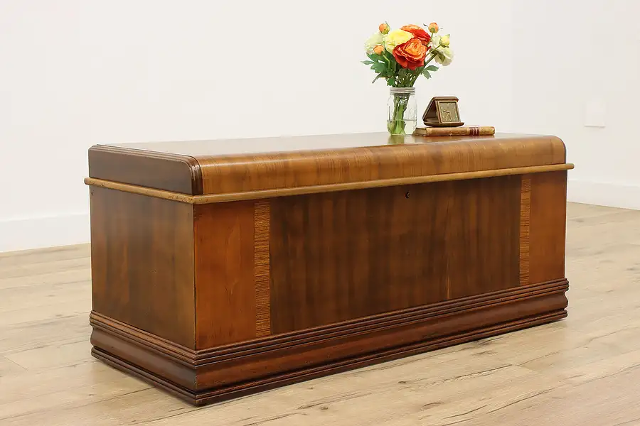 Main image of Art Deco Waterfall Vintage Cedar Chest or Trunk, Cavalier