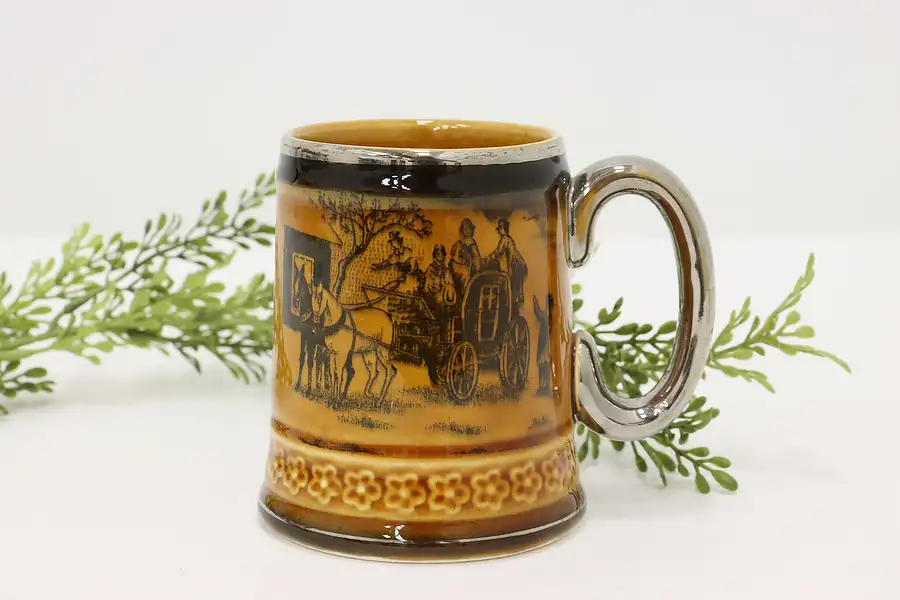 Main image of English Antique Ceramic Mug, Horse & Carriage Scenes