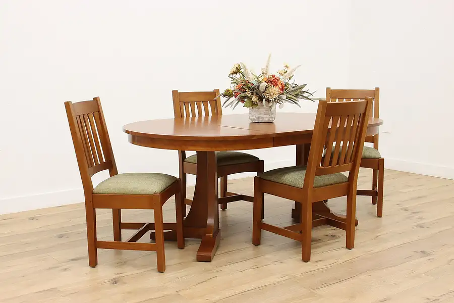 Main image of Stickley Cherry 1999 Arts & Crafts Dining Set Table 4 Chairs