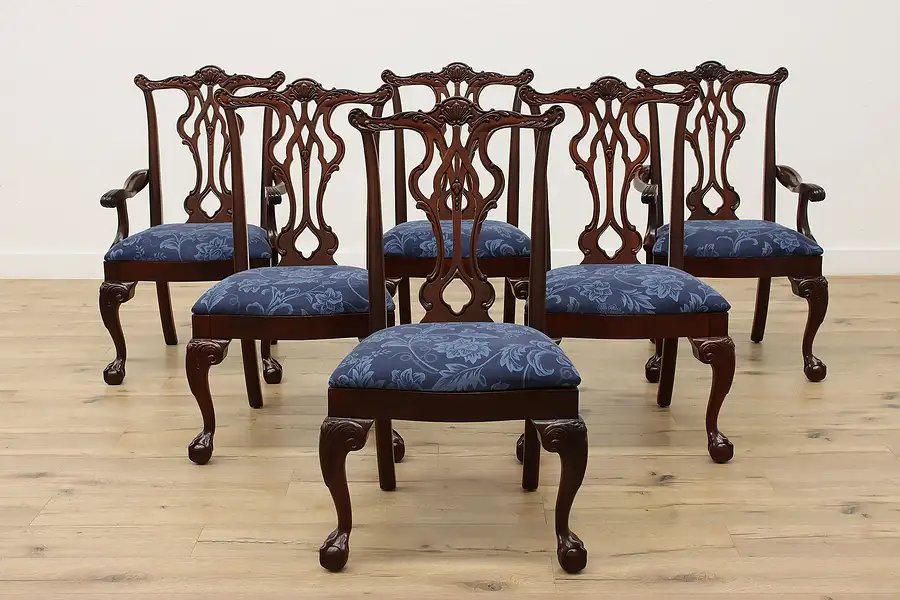 Main image of Set of 6 Vintage Georgian Mahogany Dining Chairs Thomasville