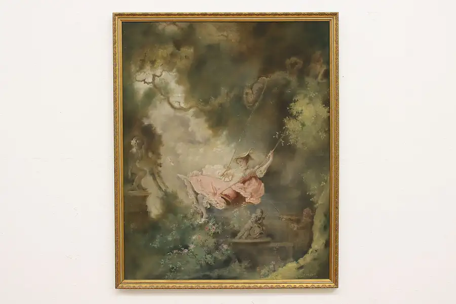 Main image of The Swing Antique Oil Painting After Fragonard, Emmert 60"