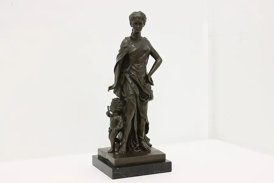 Main image of Mother & Child Classical Vintage Bronze Sculpture, Marble