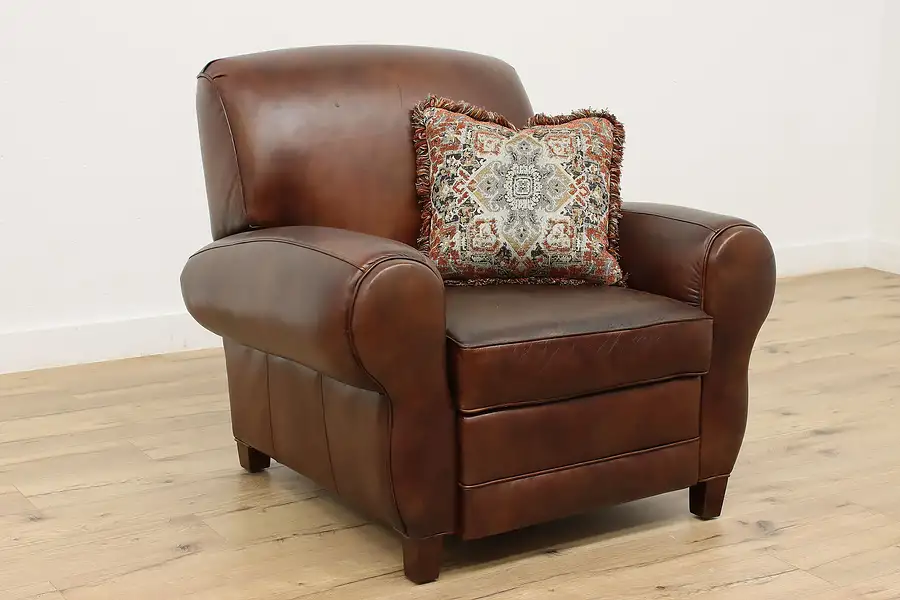 Main image of Traditional Leather Vintage Reclining Armchair, Norwalk