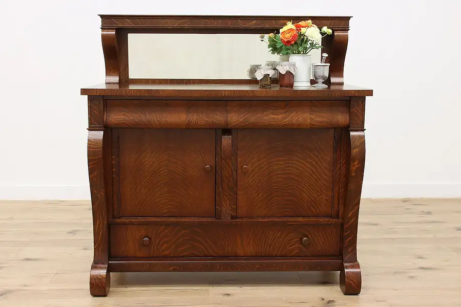 Main image of Empire Design Carved Oak Buffet, Sideboard or Server, Mirror