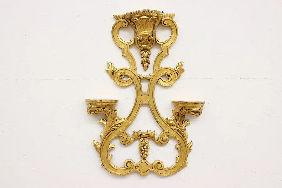 Main image of Italian Antique Carved Gilt Wall 3 Shelf Bracket, Flowers