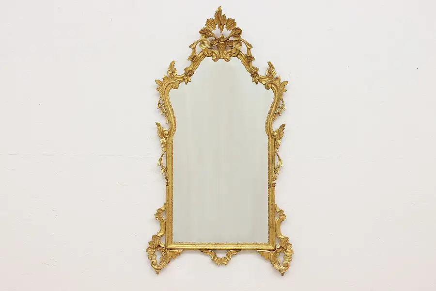 Main image of Italian Renaissance Vintage Carved Gilt Wall Hanging Mirror