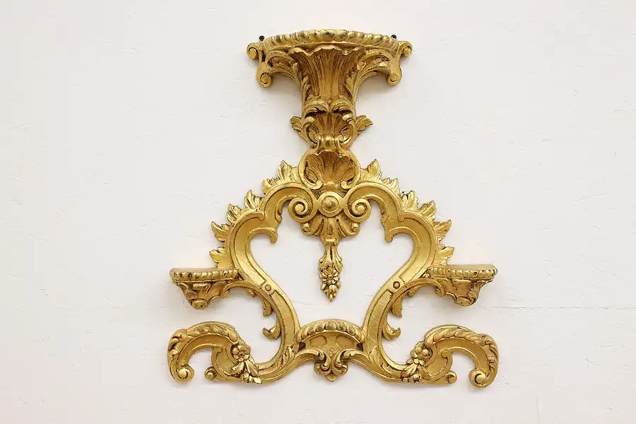 Main image of Italian Antique Carved Gilt Wall 3 Shelf Bracket, Flowers