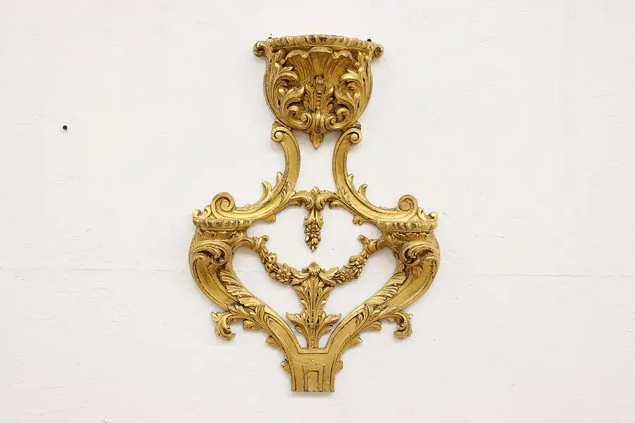 Main image of Italian Antique Carved Gilt Wall 3 Shelf Bracket, Flowers