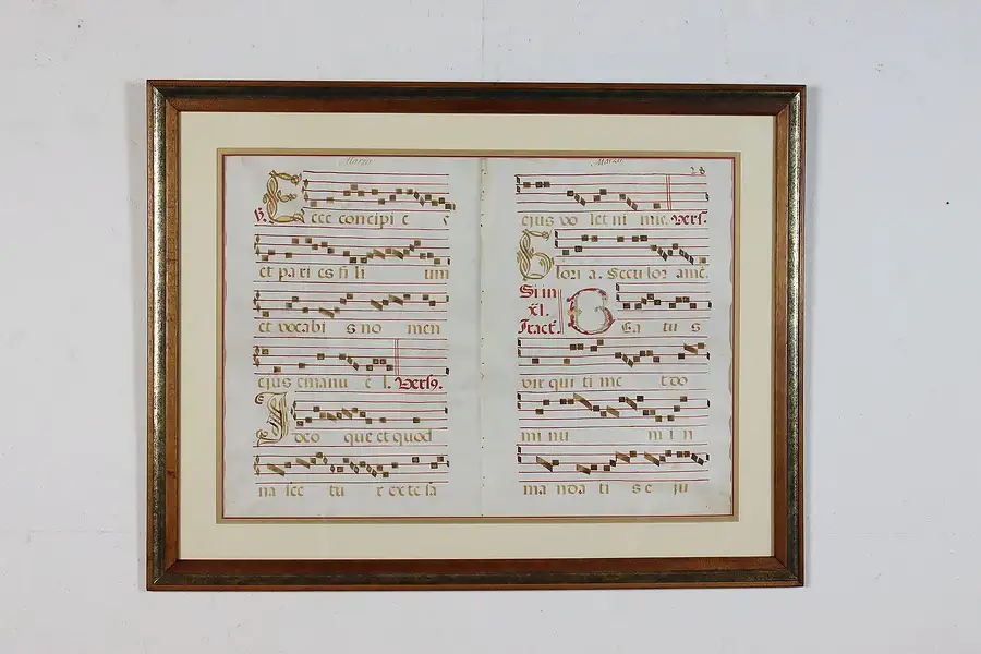 Main image of Pair of Latin Hand-Painted Music Manuscript Pages