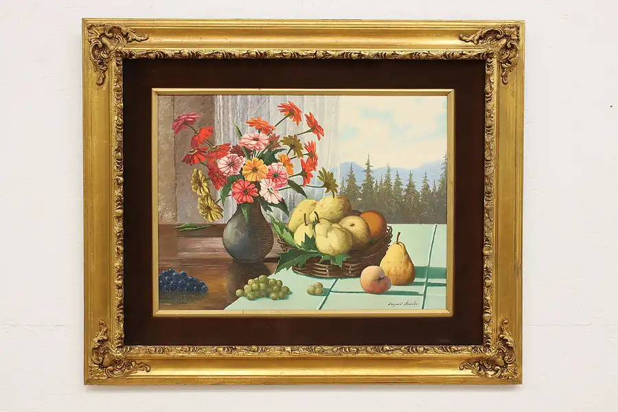 Main image of Still Life Fruit Vintage Original Oil Painting, Swider 35.5"