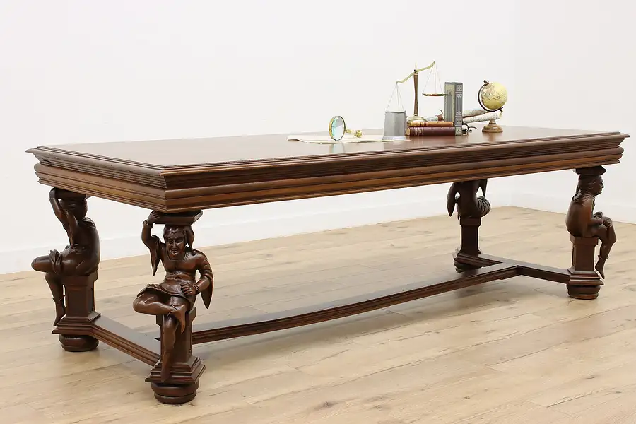 Main image of Renaissance Antique Conference or Library Table, Jesters