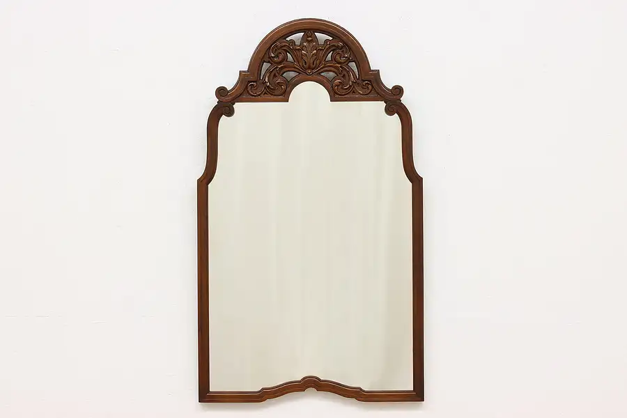 Main image of French Design Antique Solid Walnut Wall Hanging Mirror