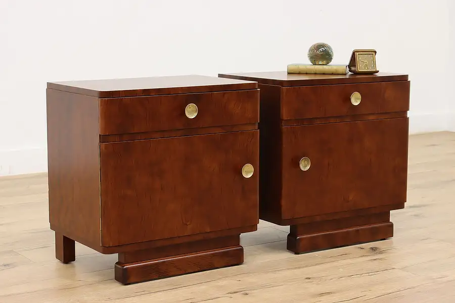 Main image of Pair of Art Deco Vintage Rosewood Nightstands End Tables