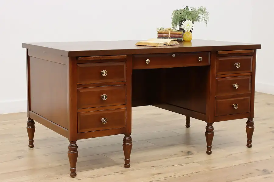 Main image of Executive Traditional Office or Library Antique Walnut Desk