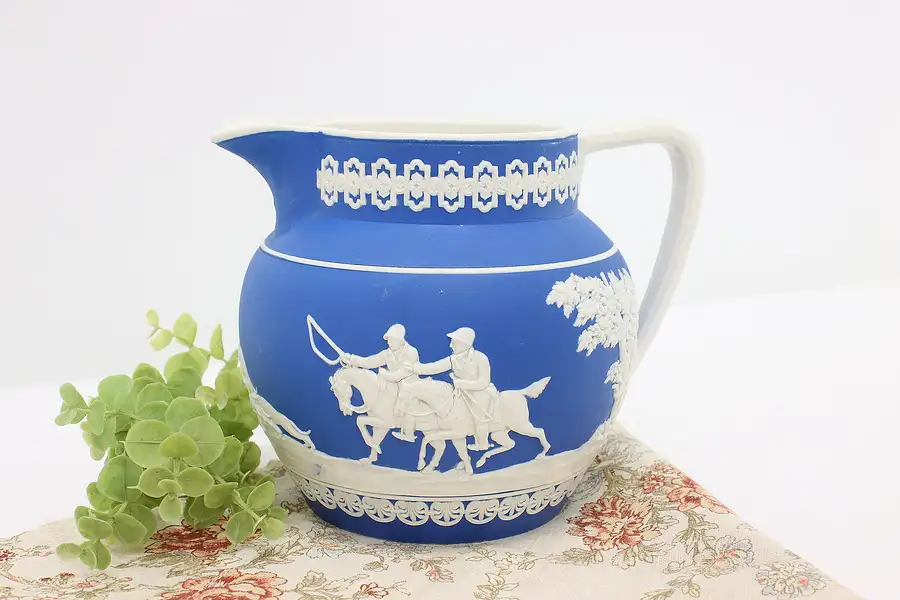 Main image of Copeland Spode Antique Blue Pitcher Cameo Hunting Scene