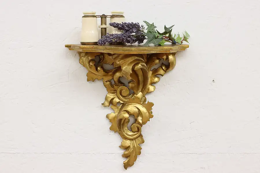 Main image of Italian Florence Antique Carved Gold Bracket Wall Shelf