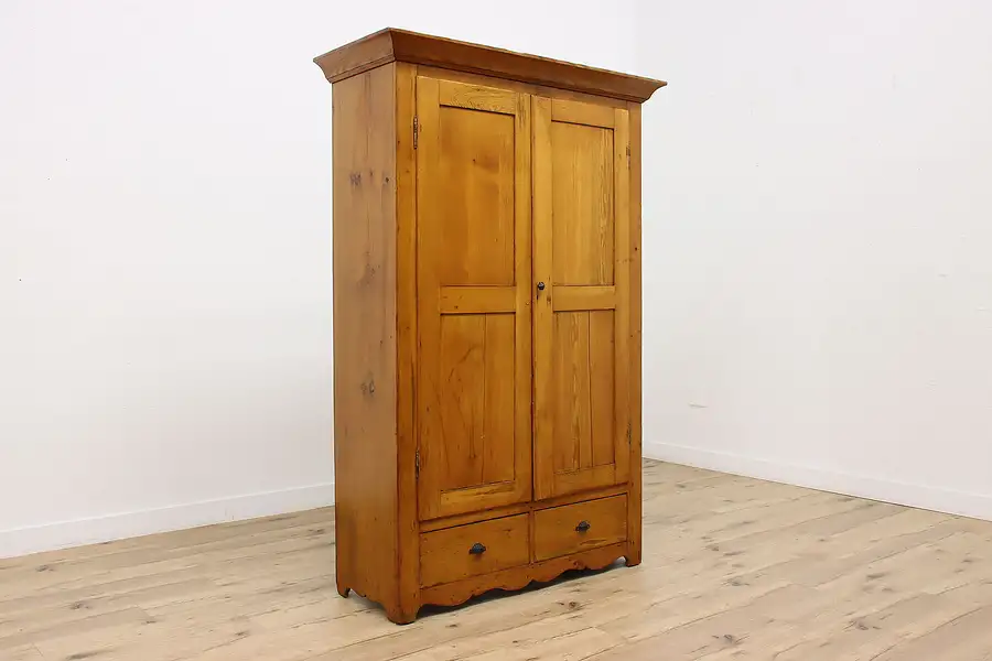 Main image of Farmhouse Country Pine Antique Wardrobe, Armoire, or Closet