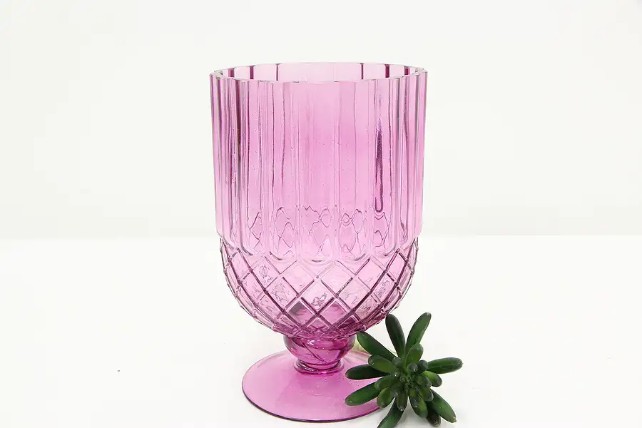 Main image of Amethyst Glass Vintage Footed Vase or Centerpiece