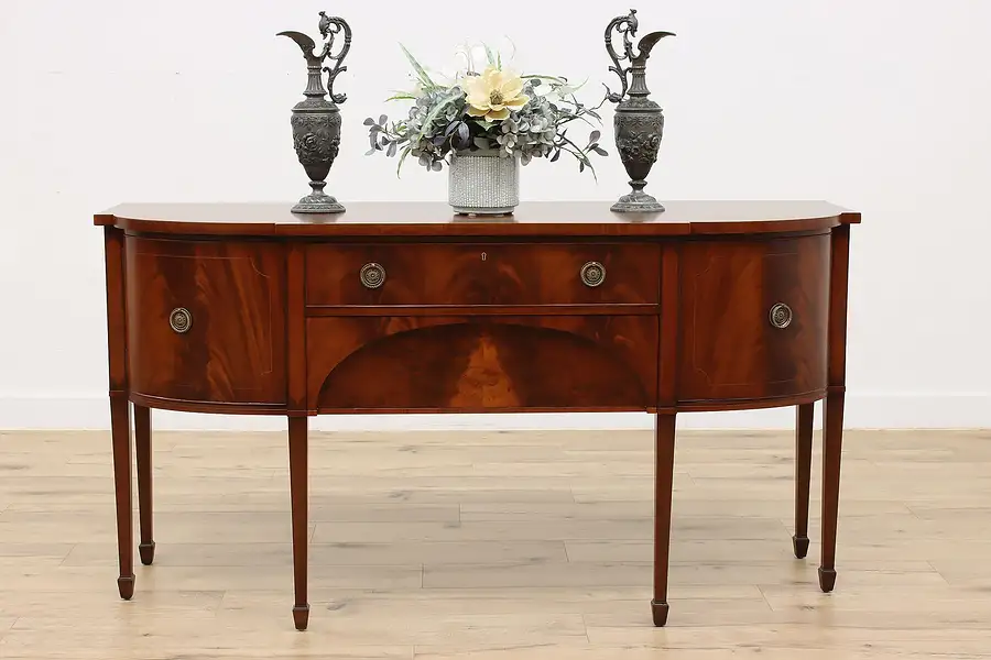 Main image of English Hepplewhite Antique Mahogany Sideboard Server Buffet