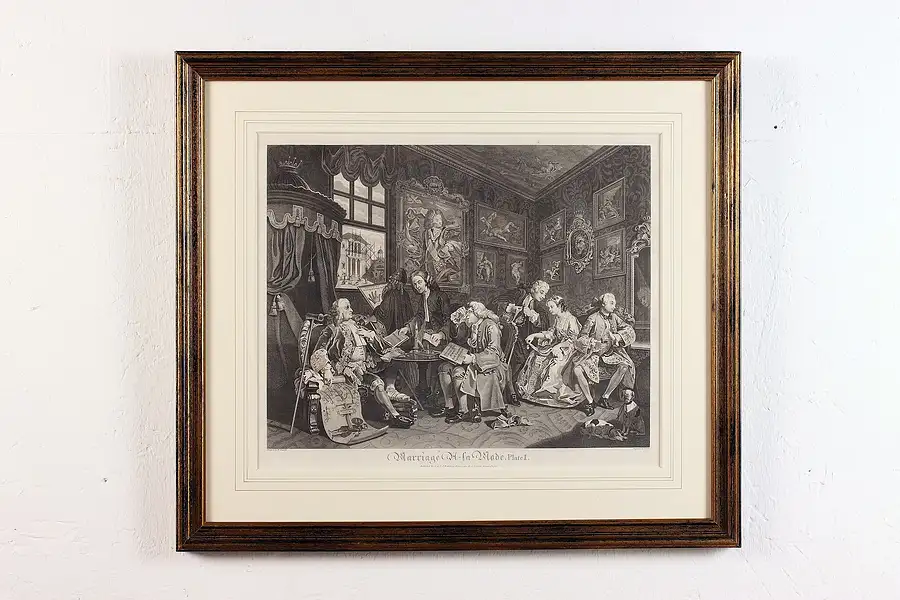 Main image of Marriage à la Mode Antique Plate 1 Engraving Hogarth 25.5"