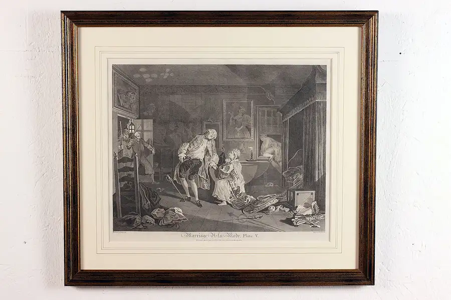 Main image of Marriage à la Mode Antique Plate 5 Engraving Hogarth 25.5"