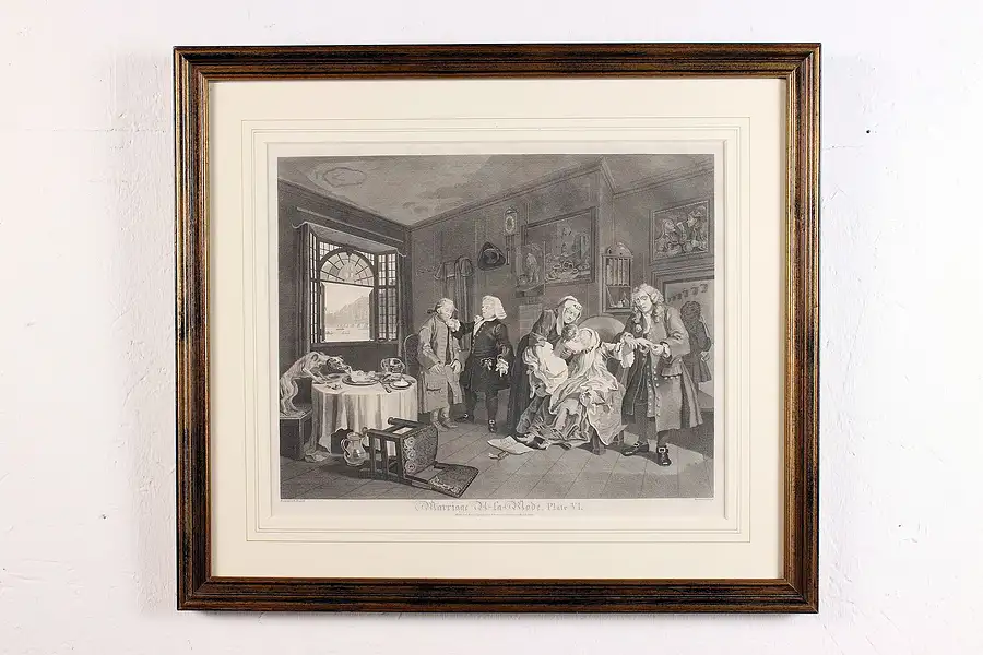 Main image of Marriage à la Mode Antique Plate 6 Engraving Hogarth 25.5"