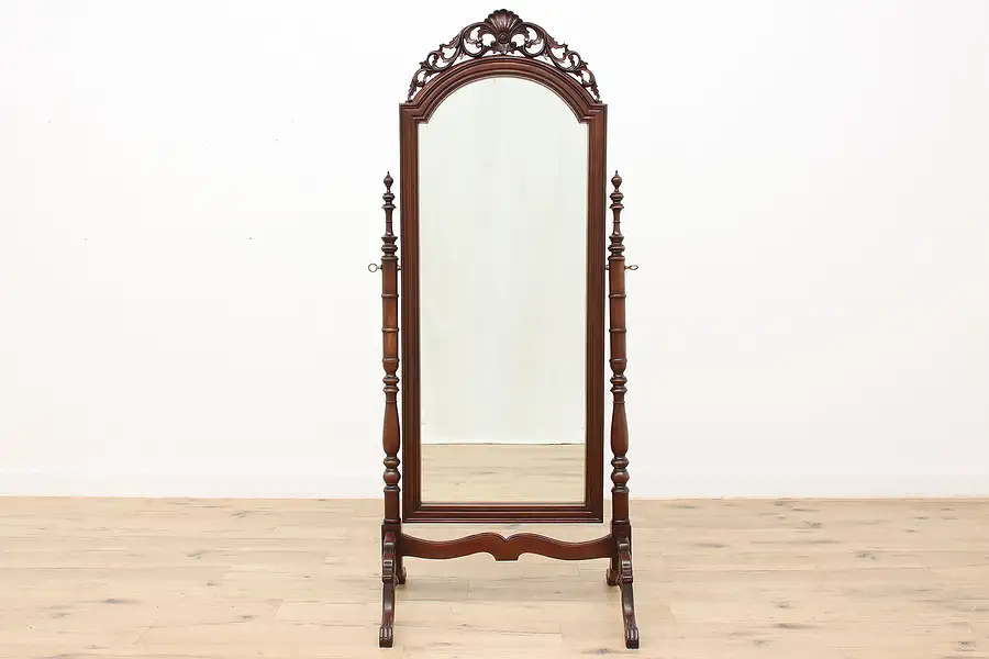 Main image of Victorian Vintage Mahogany Swivel Cheval Dressing Mirror