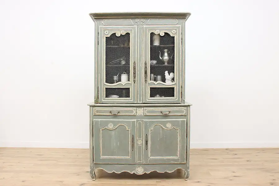 Main image of French Farmhouse Antique 1760s Painted China Pantry Cupboard