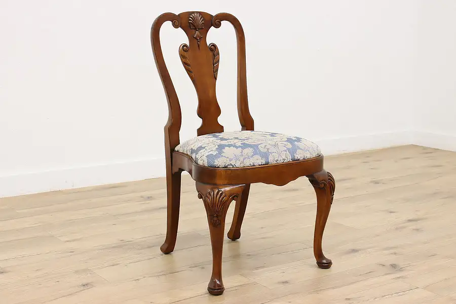 Main image of Georgian Design Vintage Walnut Dining Chair, Carved Shells