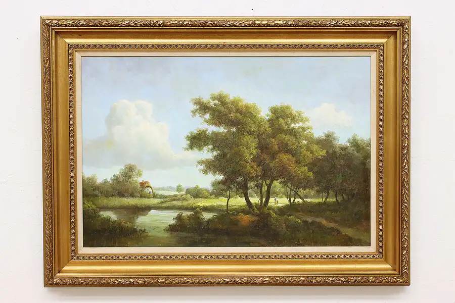 Main image of Countryside Path Vintage Original Oil Painting Bernard 45.5"