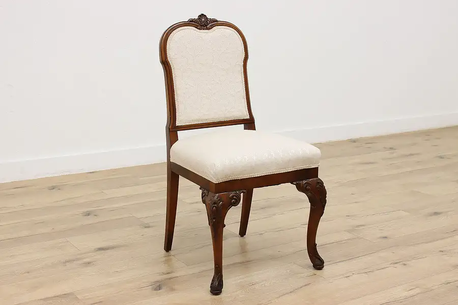 Main image of Georgian Design Vintage Carved Walnut & Burl Side Chair