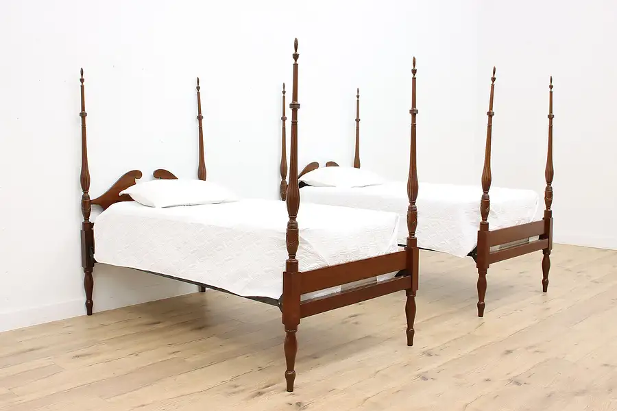 Main image of Pair of Georgian Design Mahogany Vintage Twin Poster Beds