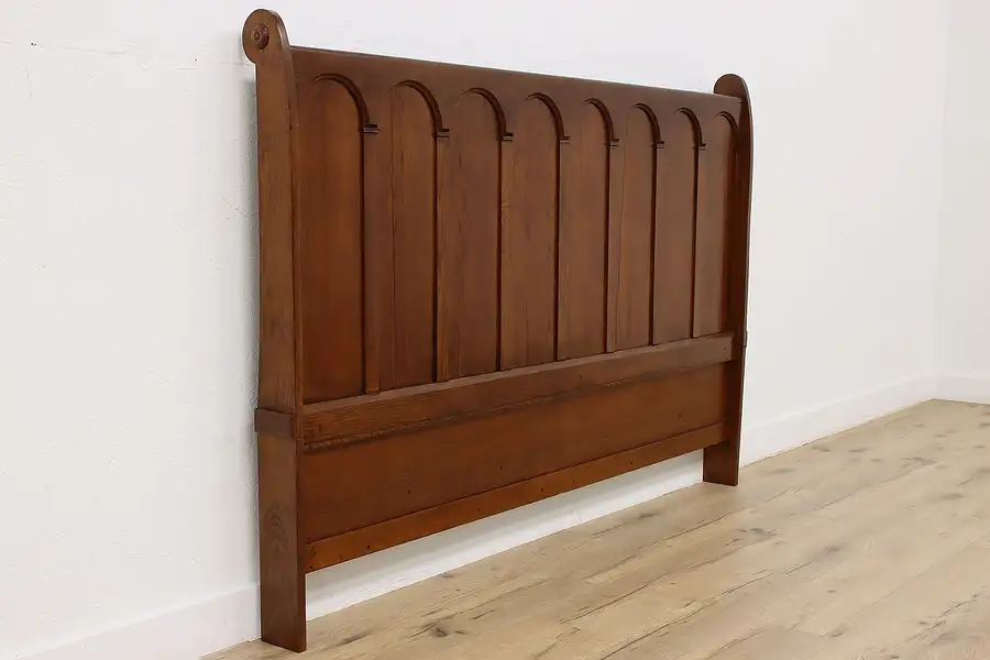 Main image of Architectural Salvage Antique Oak Arched King Size Headboard