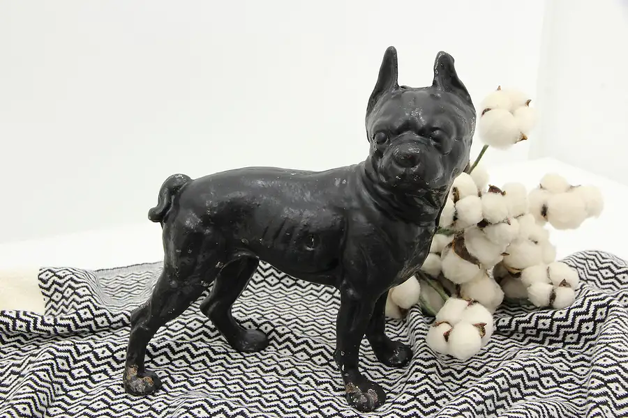 Main image of Farmhouse Antique Iron Boston Terrier Dog Statue Door Stop