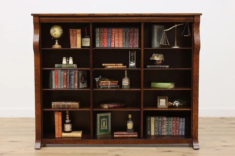 Main image of Empire Antique Oak Office or Library Triple Bookcase