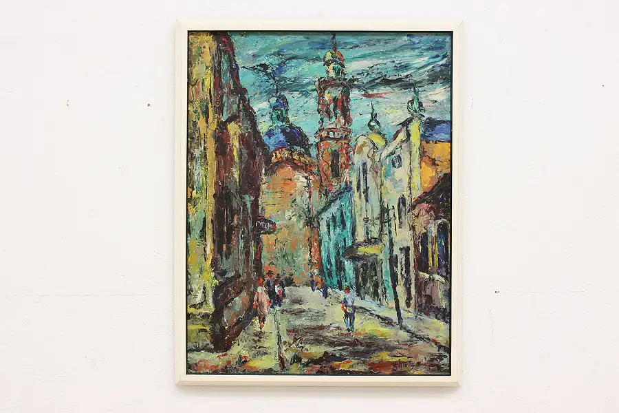 Main image of Morelia City Mexico Vintage Original Oil Painting, Mintz 32"