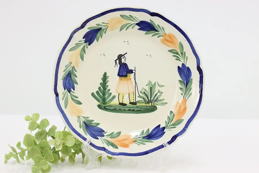 Main image of French Vintage Henriot Quimper Hand Painted Plate, Brittany