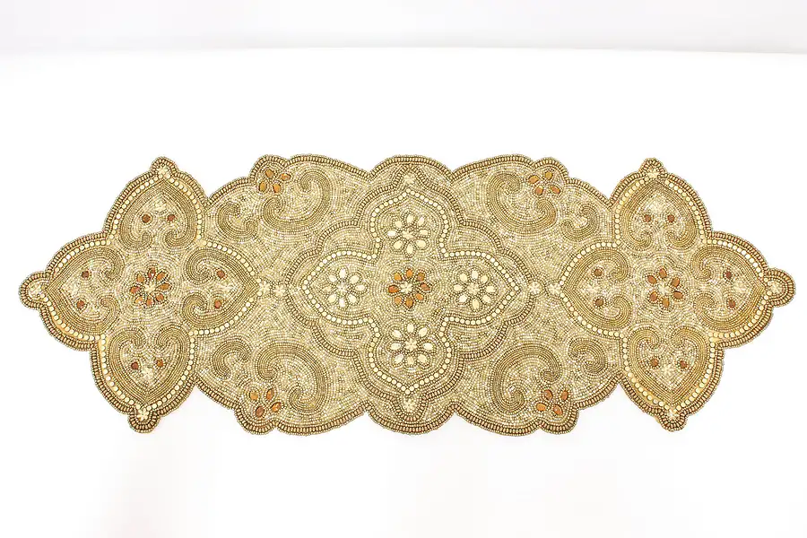 Main image of Glass Beaded & Jeweled Vintage Moroccan Table Runner