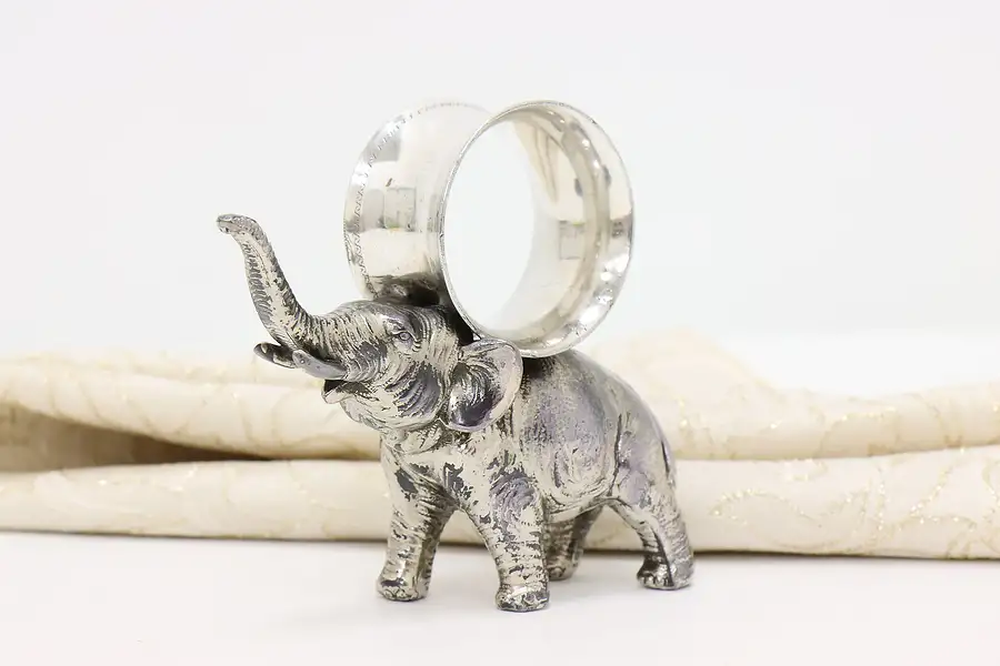 Main image of Elephant Victorian Antique Silverplate Napkin Ring