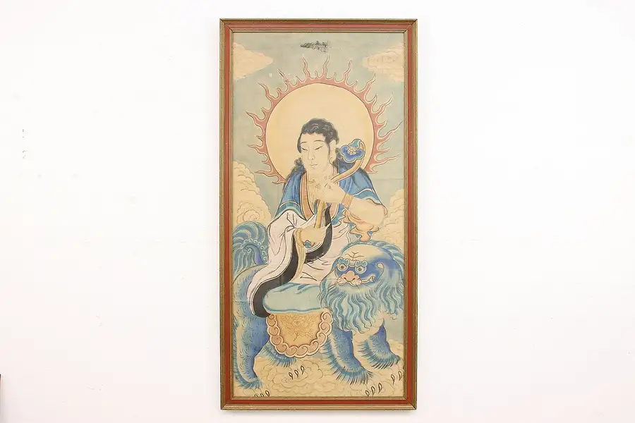 Main image of Chinese Guanyin Original Antique Watercolor Painting 57"