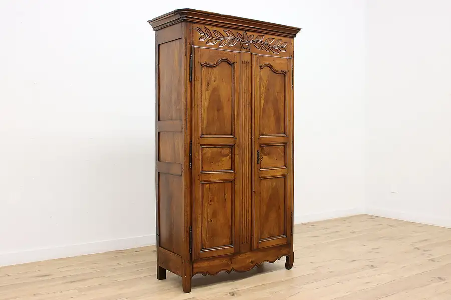 Main image of French Antique 1770s Carved Walnut Armoire, Wardrobe, Closet