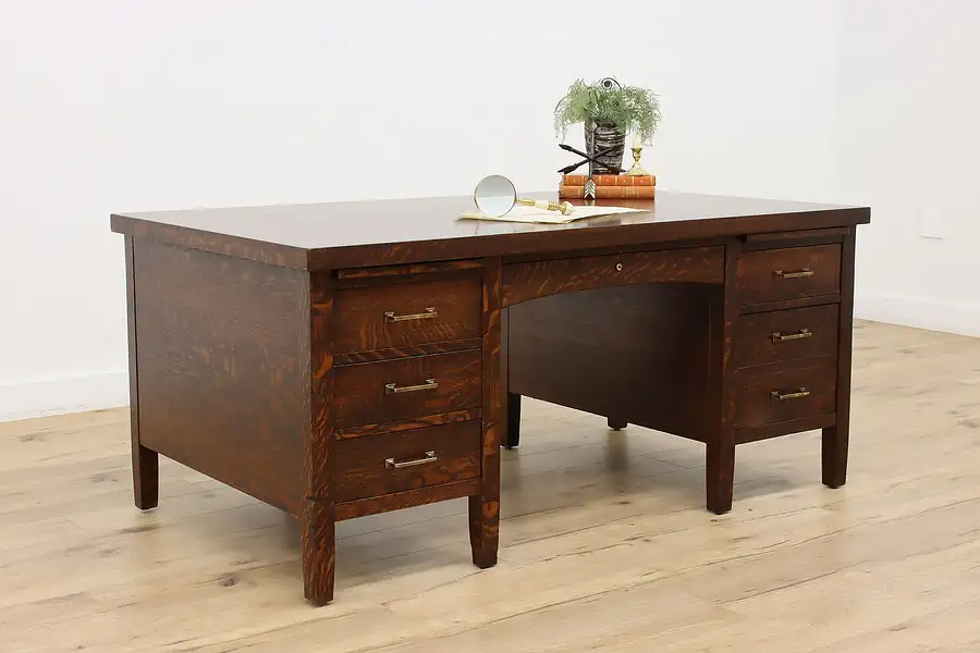 Main image of Mission Oak Arts & Crafts Antique Craftsman Office Desk