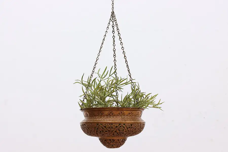 Main image of Copper Vintage Hanging Planter, Light or Incense Burner