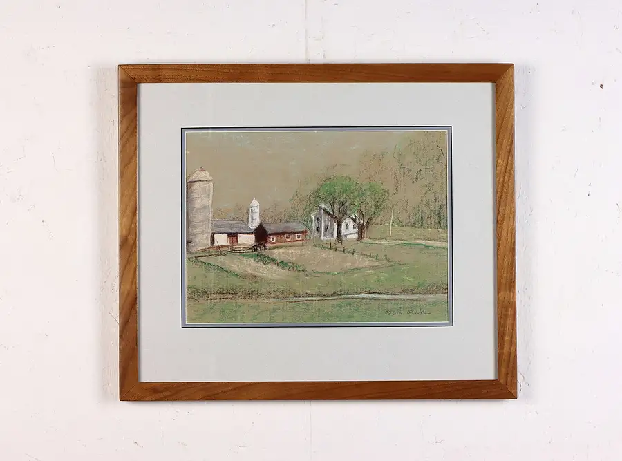 Main image of Kewaskum WI Farm Vintage Original Oil Pastel, Bodden 19.5"