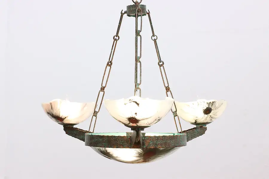 Main image of Midcentury Modern Vintage Art Glass Chandelier, Forecast