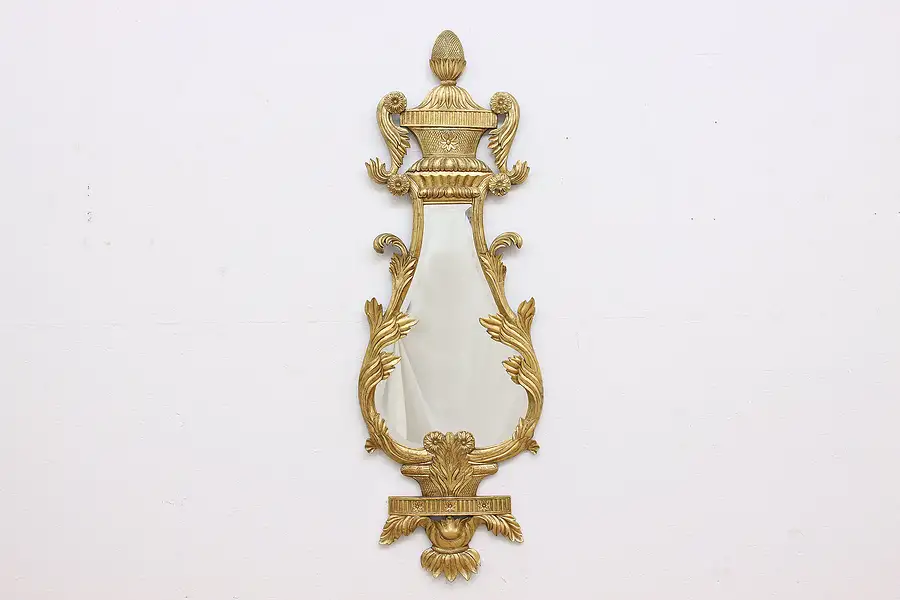 Main image of French Empire Vintage Bevel Mirror Burnished Gold Pineapple