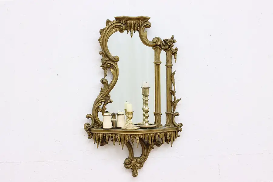 Main image of Italian Antique Gilt Stalactite Wall Shelf & Mirror