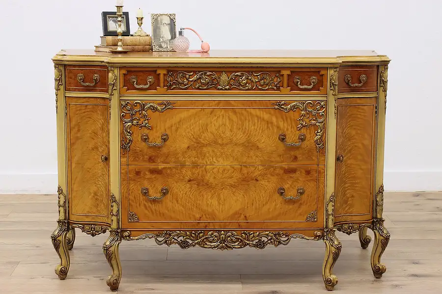 Main image of French Design Vintage Satinwood Dresser Hall Chest, Romweber