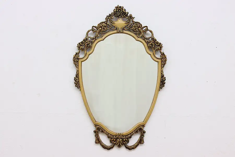 Main image of French Design Vintage Carved Wall Hanging Mirror, Romweber